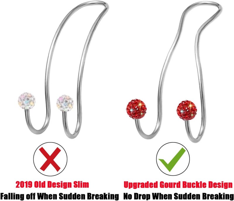 MTGOCHA Bling Purse Hook for Car Headrest, Upgraded Cute Car Seat Hooks for Bag Handbag, Durable Stainless Auto Purse Hanger Holder 2 Pack, Red - Image 5
